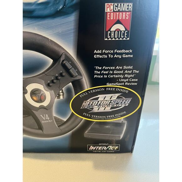 RARE Interact V4 Force Feedback Steering Wheel Pedals For PC Games Windows 95/98 - Picture 3 of 11